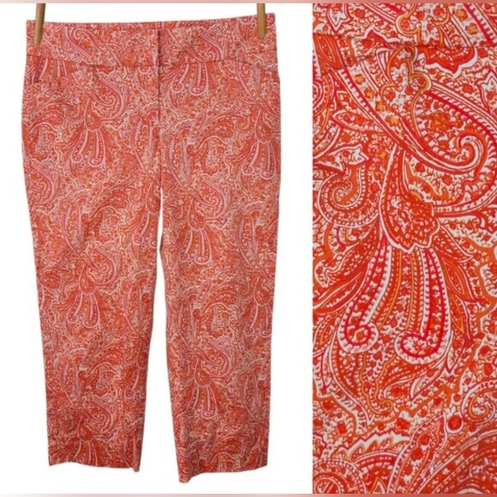 *final price* Talbots Curvy crops Orange paisleys sz 6